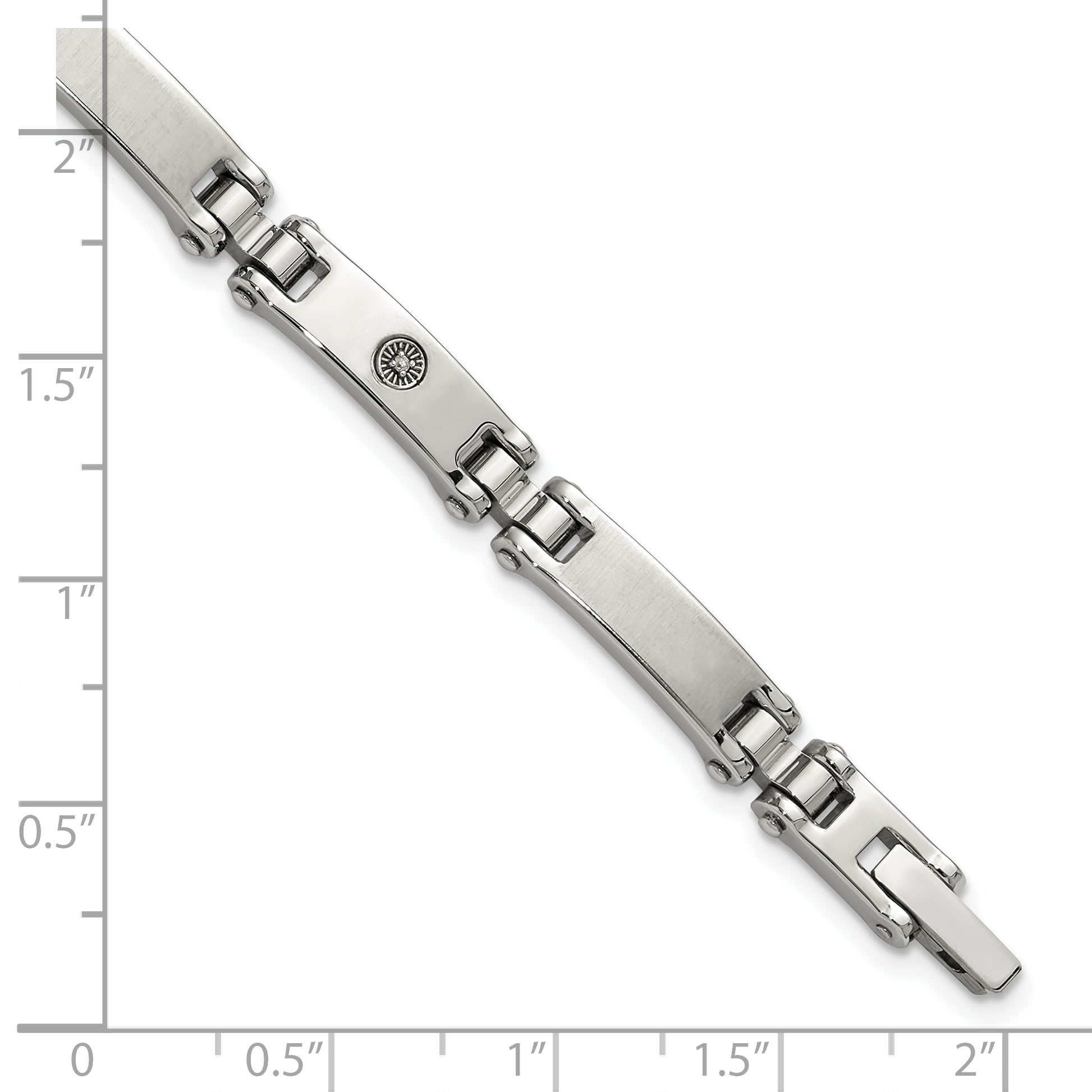 Men's Brushed and Polished Diamond Stainless Steel Link Bracelet 6mm