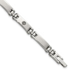 Men's Brushed and Polished Diamond Stainless Steel Link Bracelet 6mm