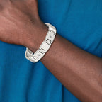 Men's Polished Diamond Stainless Steel Link Bracelet 13mm