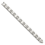 Men's Polished Diamond Stainless Steel Link Bracelet 13mm