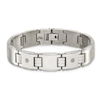 Men's Polished Diamond Stainless Steel Link Bracelet 13mm
