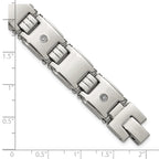 Men's Polished Diamond Stainless Steel Link Bracelet 13mm