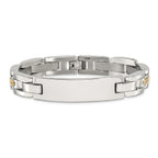 Men's Polished Stainless Steel 14K Gold Accent ID Bracelet 11mm