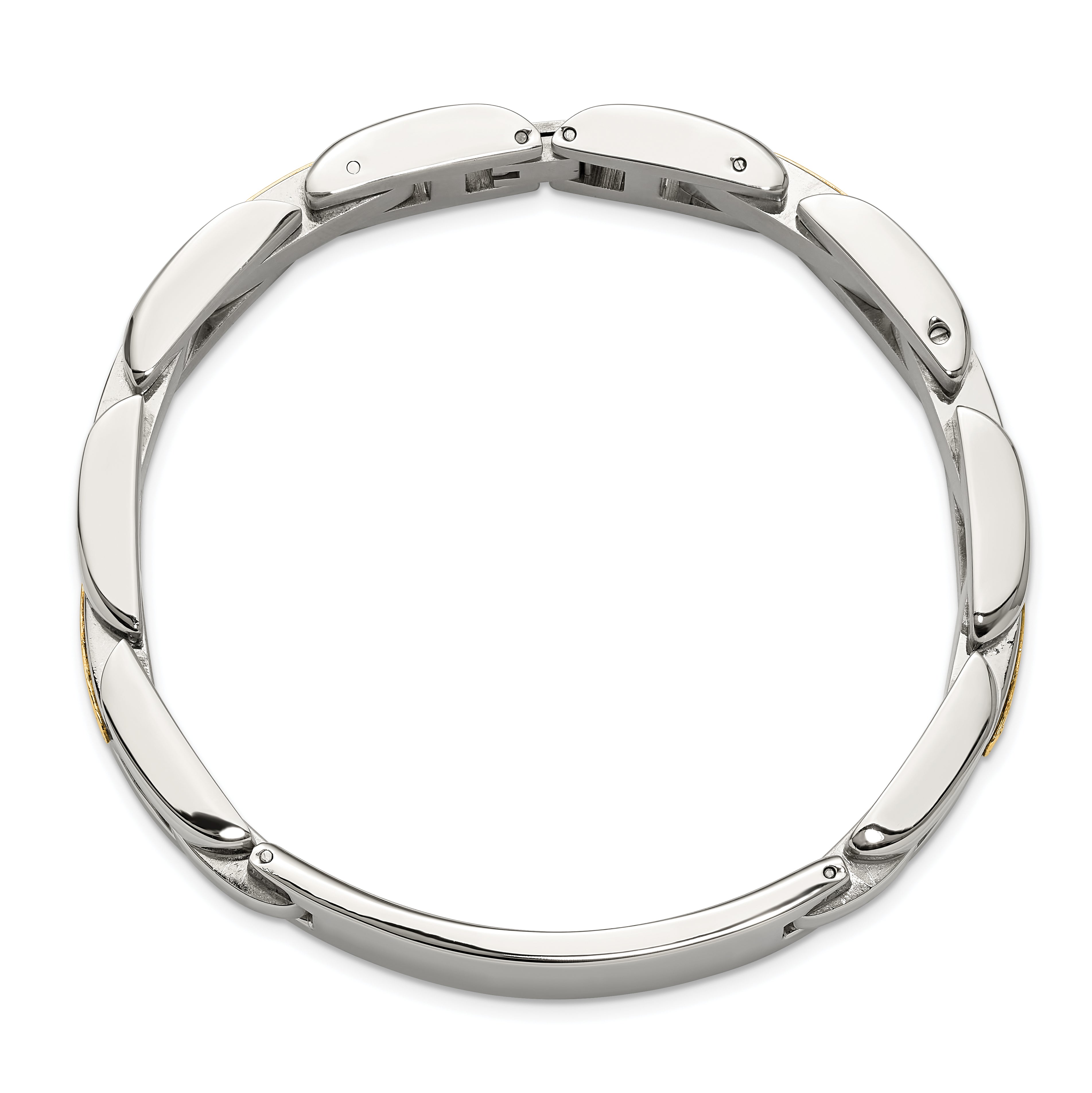 Men's Polished Stainless Steel 14K Gold Accent ID Bracelet 11mm