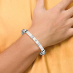 Men's Brushed and Polished Diamond Stainless Steel Link Bracelet 6mm 8.25in