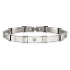 Men's Brushed and Polished Diamond Stainless Steel Link Bracelet 6mm 8.25in