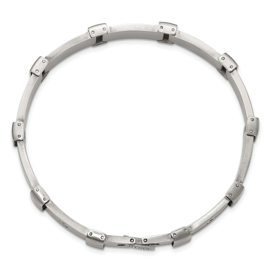 Men's Brushed and Polished Diamond Stainless Steel Link Bracelet 6mm 8.25in