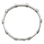 Men's Brushed and Polished Diamond Stainless Steel Link Bracelet 6mm 8.25in