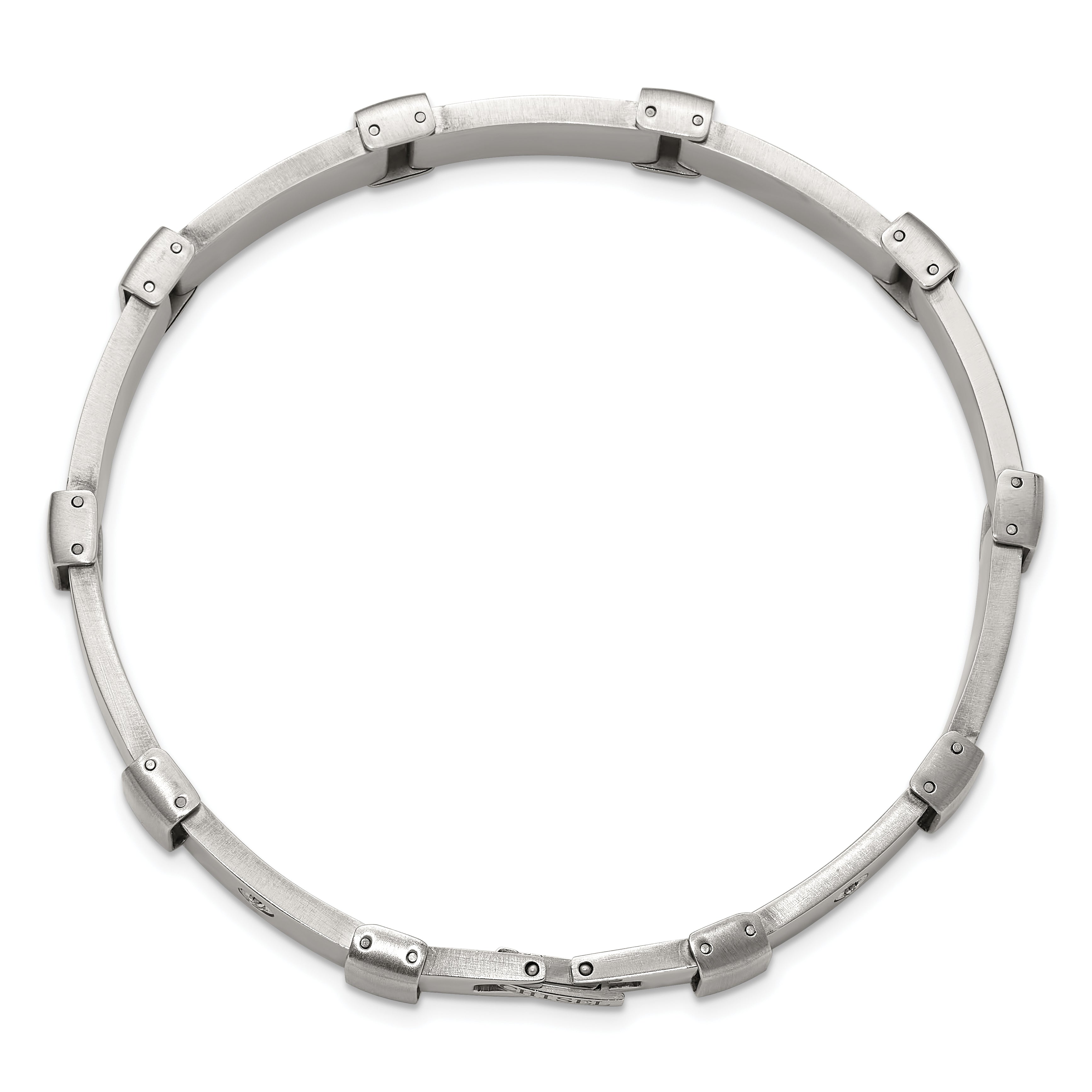 Men's Brushed and Polished Diamond Stainless Steel Link Bracelet 6mm 8.25in