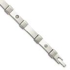 Men's Brushed and Polished Diamond Stainless Steel Link Bracelet 6mm 8.25in