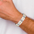 Men's Polished Diamond Stainless Steel Link Bracelet 14mm