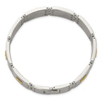 Men's Polished Diamond Stainless Steel Link Bracelet 14mm