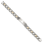 Men's Brushed and Polished Stainless Steel 14K Gold Accent ID Bracelet 12mm