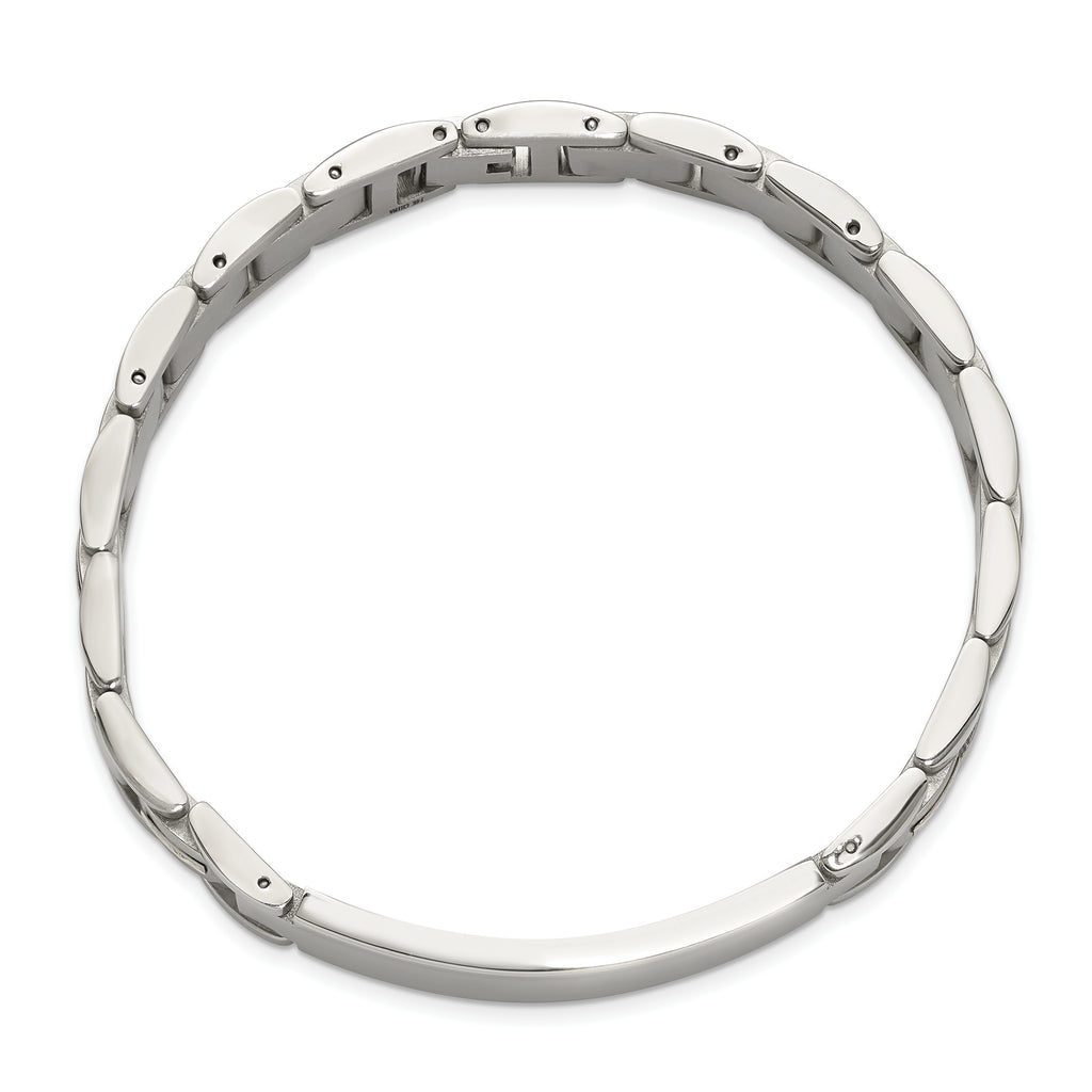 Men's Brushed and Polished Stainless Steel 14K Gold Accent ID Bracelet 12mm