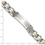 Men's Brushed and Polished Stainless Steel 14K Gold Accent ID Bracelet 12mm