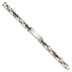 Men's Polished Stainless Steel 14K Gold Accent ID Bracelet 11mm 8.75in