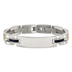 Men's Polished Stainless Steel 14K Gold Accent ID Bracelet 11mm 8.75in
