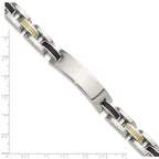 Men's Polished Stainless Steel 14K Gold Accent ID Bracelet 11mm 8.75in