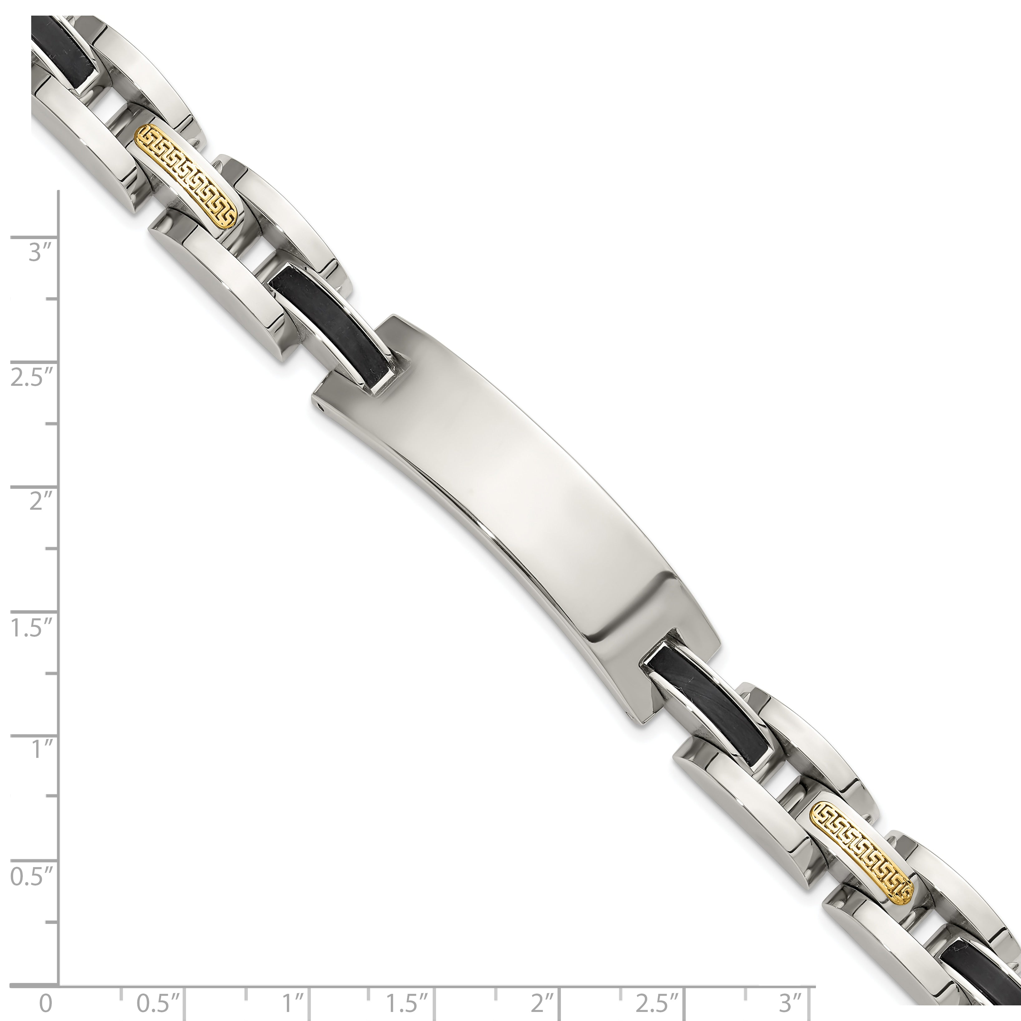 Men's Polished Stainless Steel 14K Gold Accent ID Bracelet 11mm 8.75in