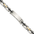 Men's Polished Stainless Steel 14K Gold Accent ID Bracelet 11mm 8.75in