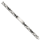 Men's Polished Diamond Stainless Steel ID Bracelet 11mm