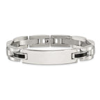 Men's Polished Diamond Stainless Steel ID Bracelet 11mm