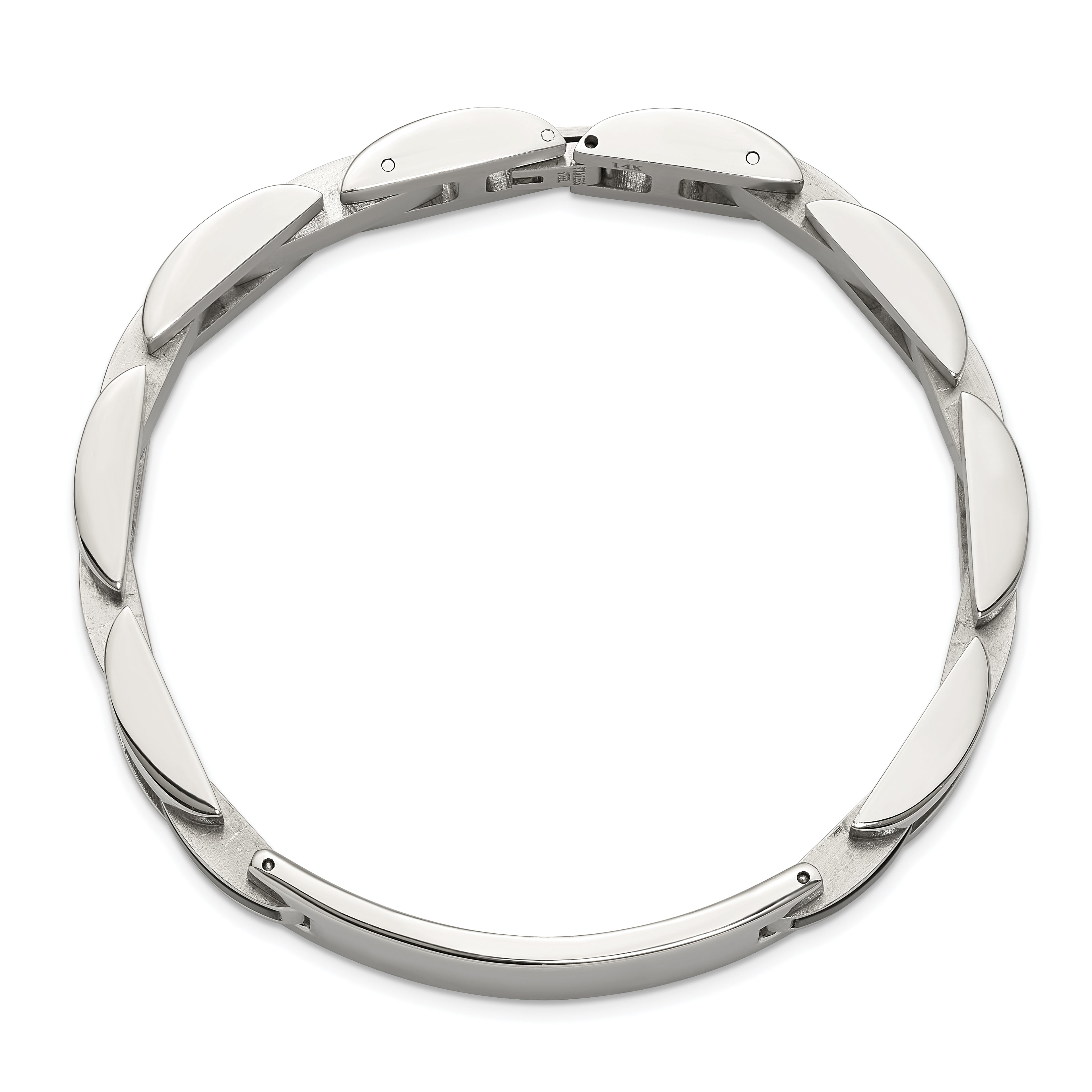 Men's Polished Diamond Stainless Steel ID Bracelet 11mm