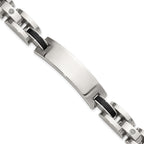 Men's Polished Diamond Stainless Steel ID Bracelet 11mm