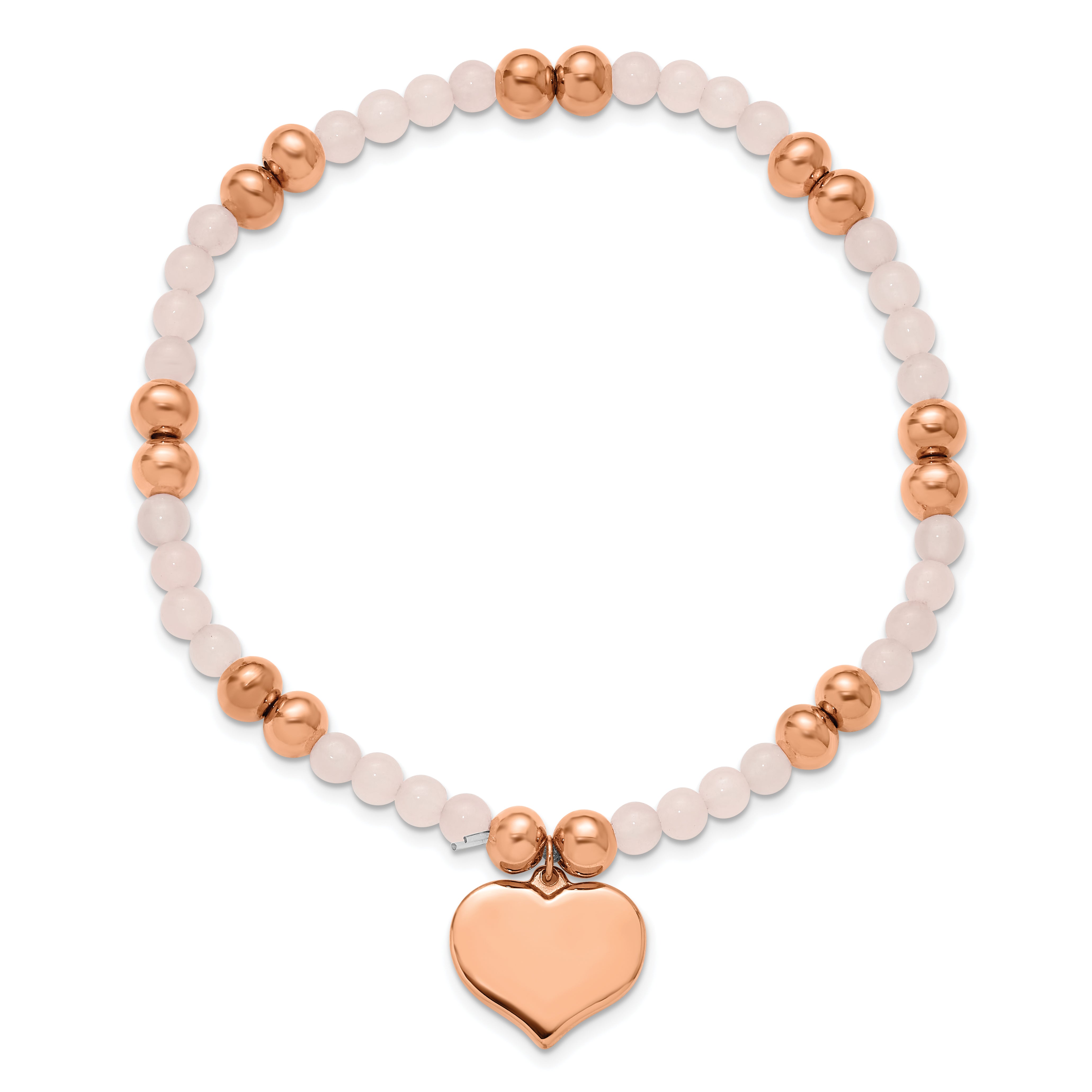Rose-Tone Polished Pink Other Quartz Heart Stainless Steel Bracelet 6mm Secondary image