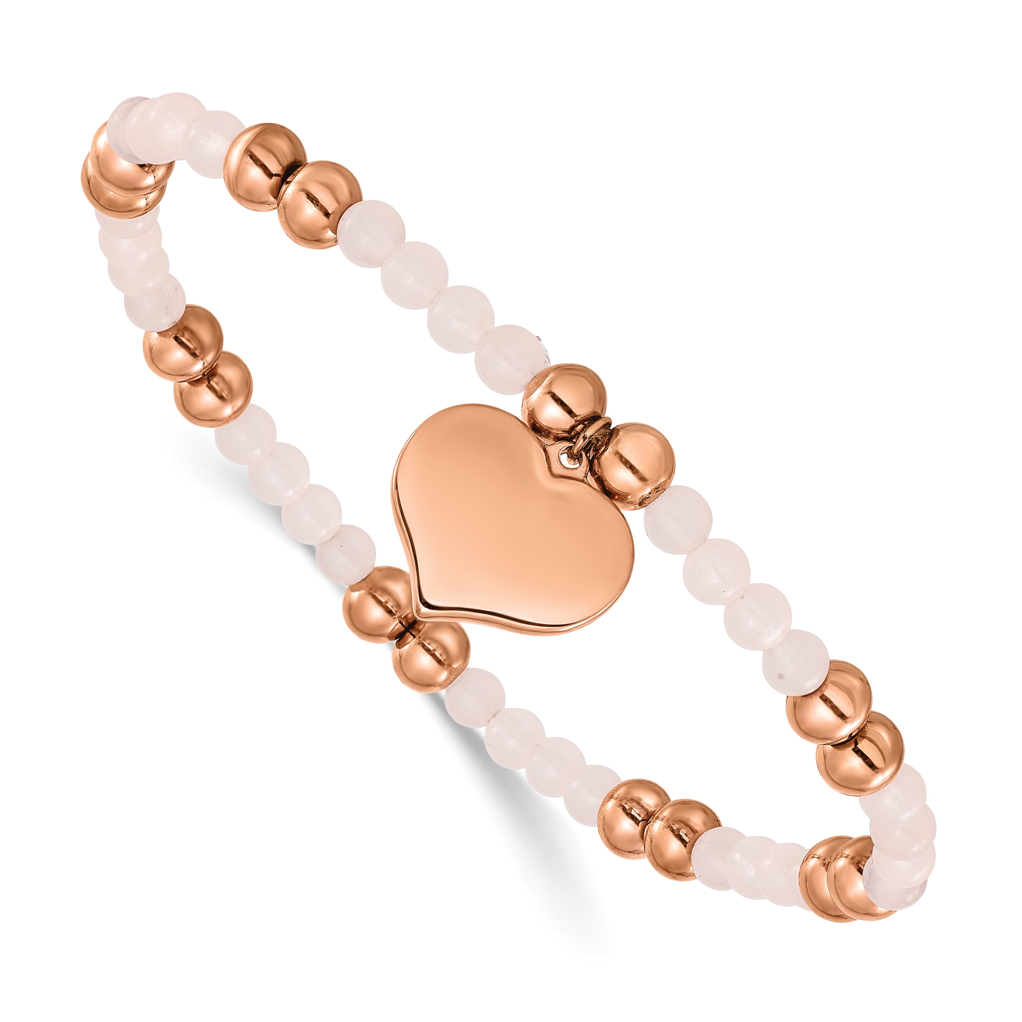 Rose-Tone Polished Pink Other Quartz Heart Stainless Steel Bracelet 6mm Main image