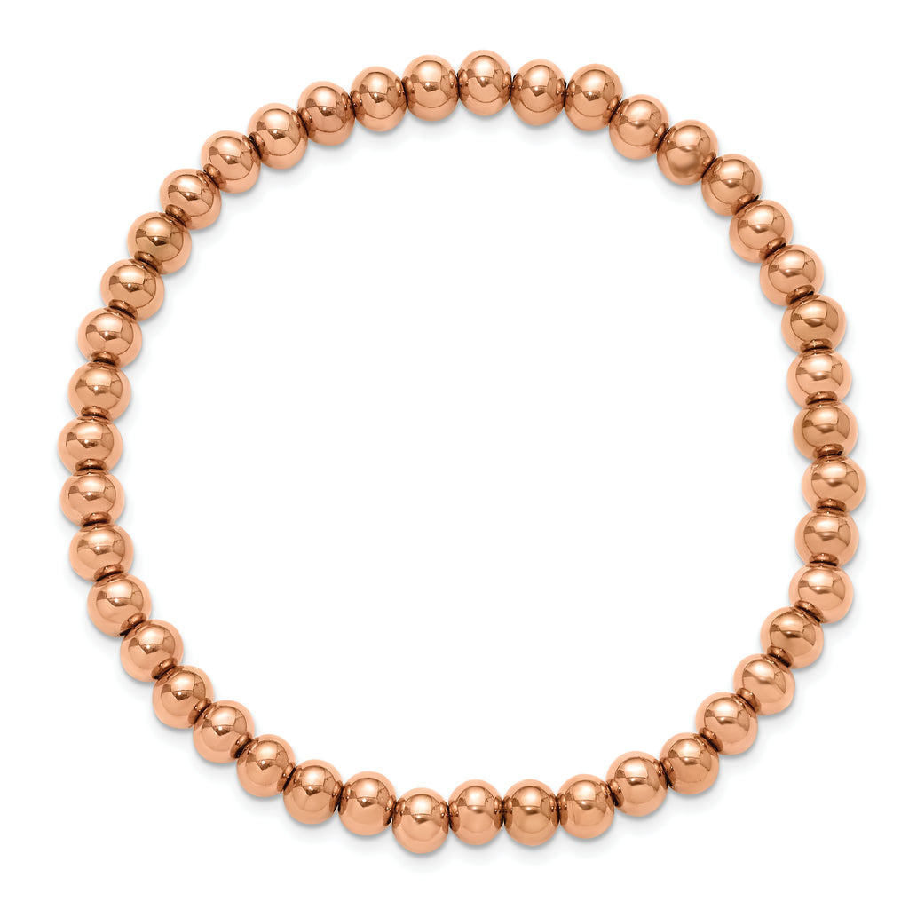 Polished Rose-Tone Stainless Steel Bracelet 6mm