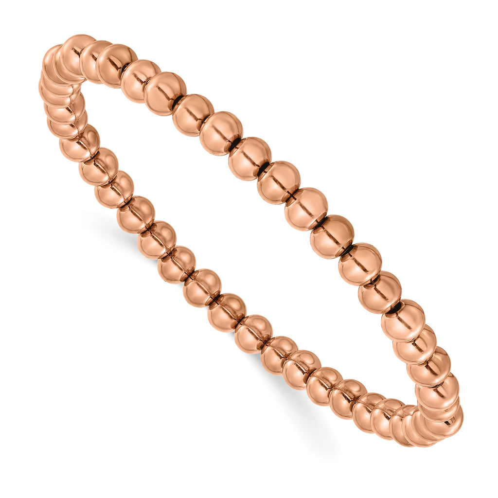 Polished Rose-Tone Stainless Steel Bracelet 6mm