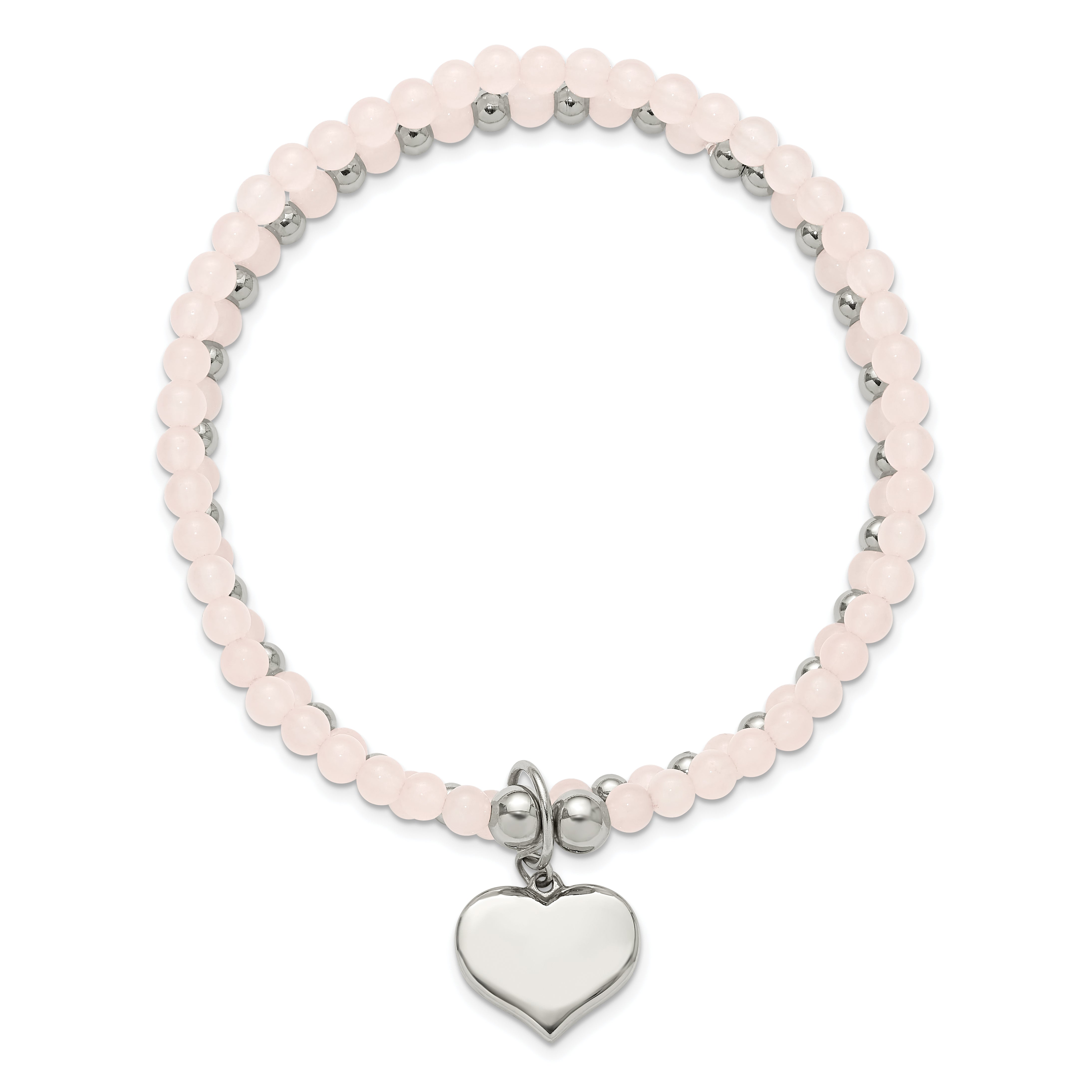 Polished Pink Other Quartz Heart Stainless Steel Bracelet 4.5mm Secondary image