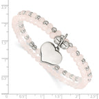 Polished Pink Other Quartz Heart Stainless Steel Bracelet 4.5mm