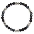 Men's Polished Black Synthetic Agate Stainless Steel Bracelet 6.5mm