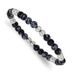 Men's Polished Black Synthetic Agate Stainless Steel Bracelet 6.5mm