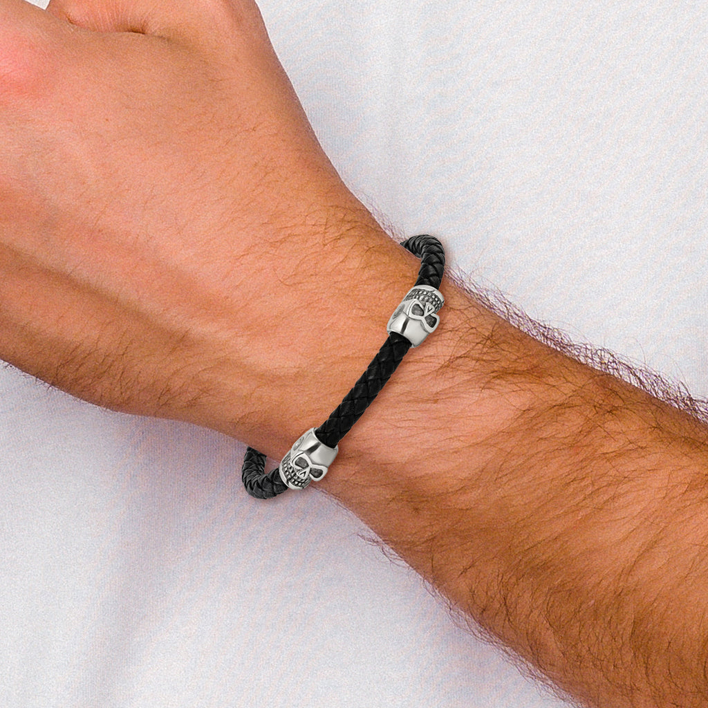 Men's Polished Skull Stainless Steel Bracelet