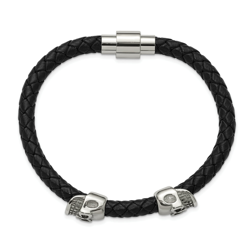 Men's Polished Skull Stainless Steel Bracelet