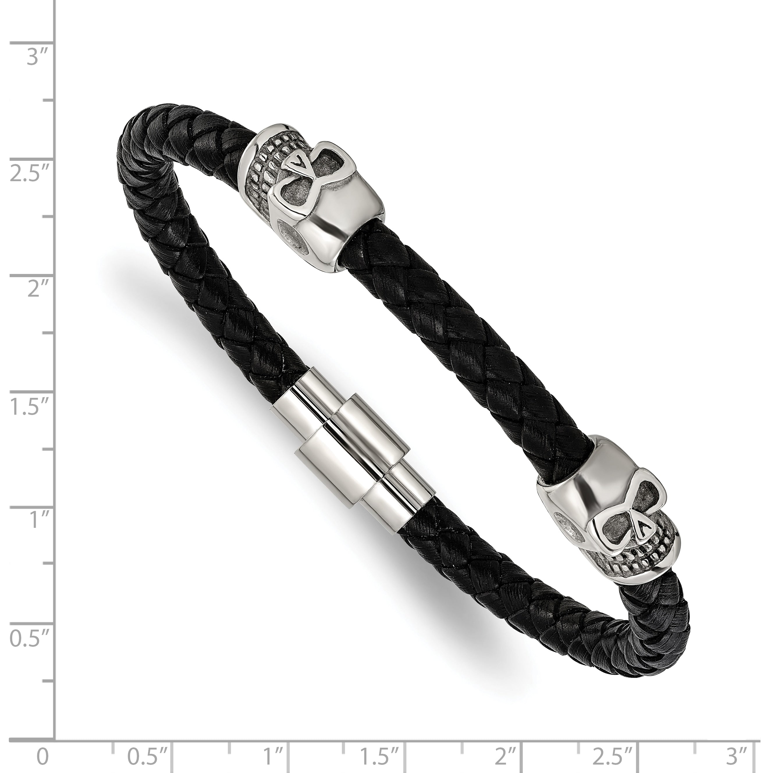 Men's Polished Skull Stainless Steel Bracelet