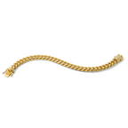 Men's Gold-Tone Polished Cubic Zirconia Stainless Steel Curb Chain Bracelet 10mm