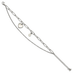 Polished Mother of Pearl Heart Stainless Steel Bracelet 4.4mm