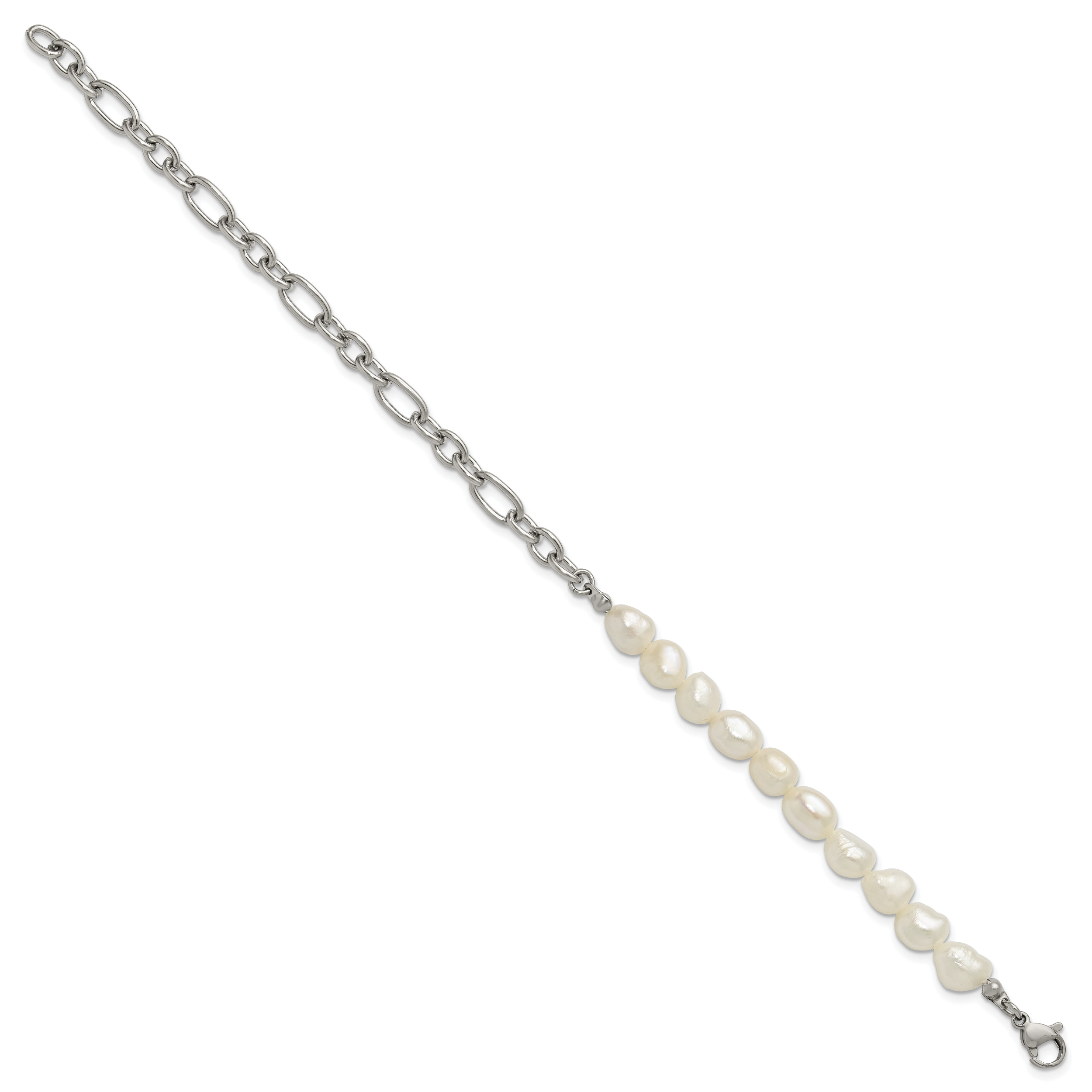 Polished Freshwater Cultured Pearl Stainless Steel Bracelet 5.5mm Secondary image