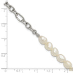 Polished Freshwater Cultured Pearl Stainless Steel Bracelet 5.5mm