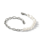 Polished Freshwater Cultured Pearl Stainless Steel Bracelet 5.5mm
