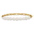 Gold-Tone Polished Freshwater Cultured Pearl Stainless Steel Bracelet 5.5mm