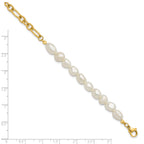 Gold-Tone Polished Freshwater Cultured Pearl Stainless Steel Bracelet 5.5mm