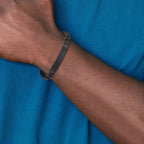 Men's Brushed and Polished Black Stainless Steel ID Bracelet 9mm