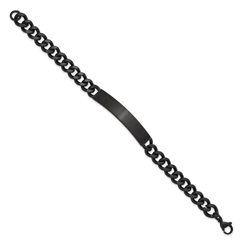 Men's Brushed and Polished Black Stainless Steel ID Bracelet 9mm
