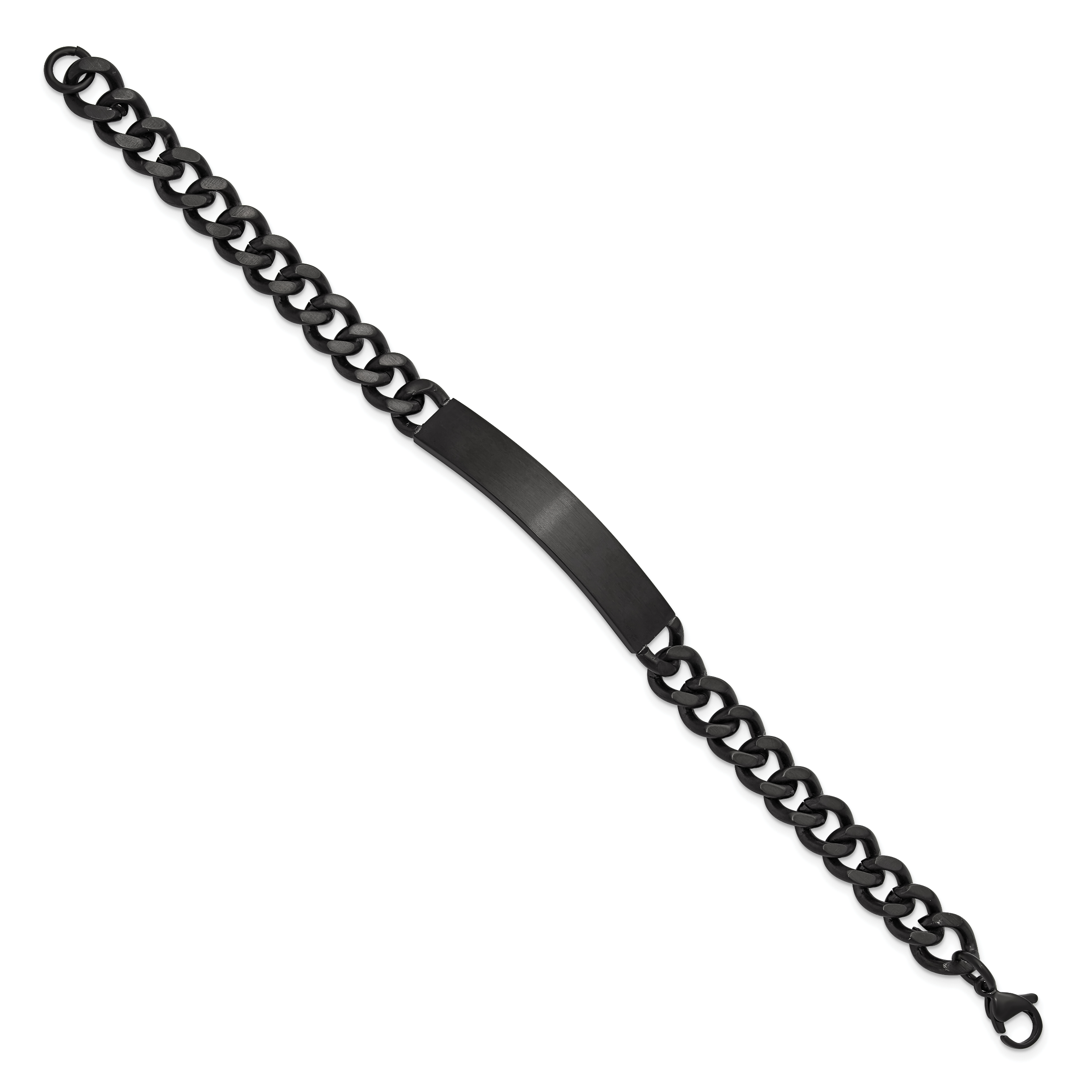 Men's Brushed and Polished Black Stainless Steel ID Bracelet 9mm