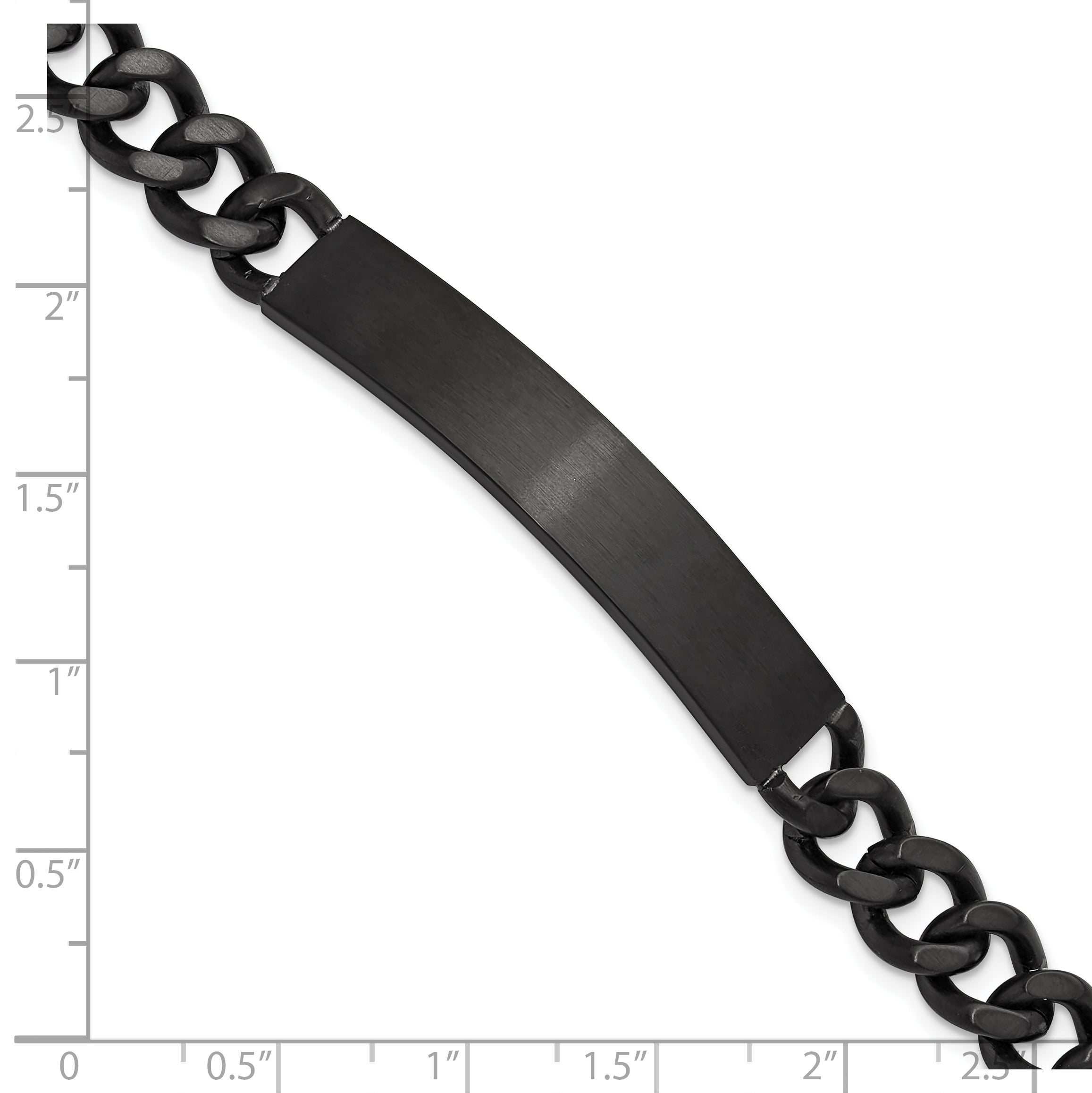 Men's Brushed and Polished Black Stainless Steel ID Bracelet 9mm